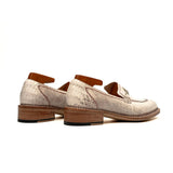 Ivory Crocodile-Textured Loafer VanPasch