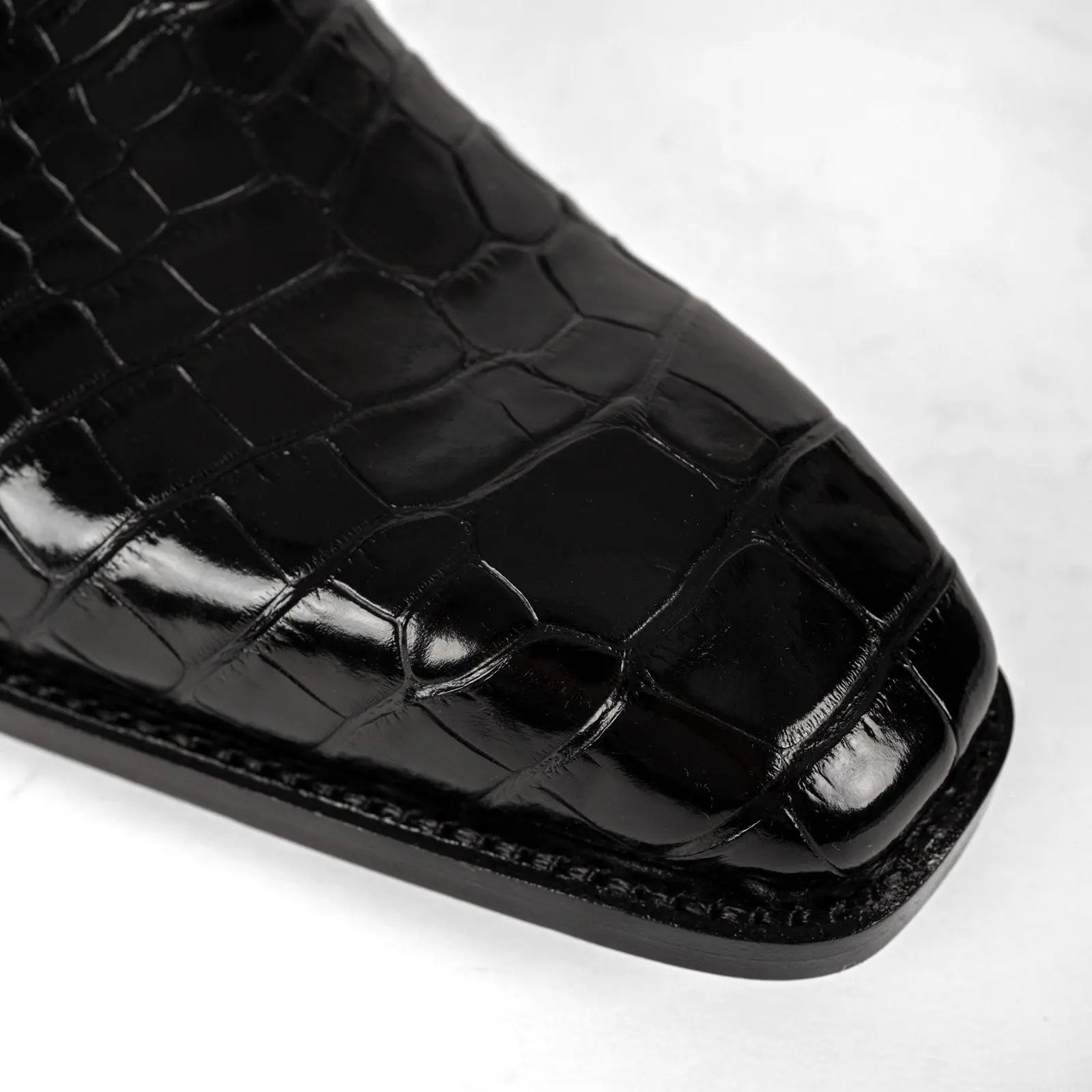 Men’s Black Crocodile Single Monk Shoes VanPasch
