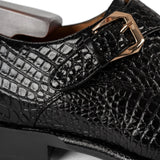 Men’s Black Crocodile Single Monk Shoes VanPasch