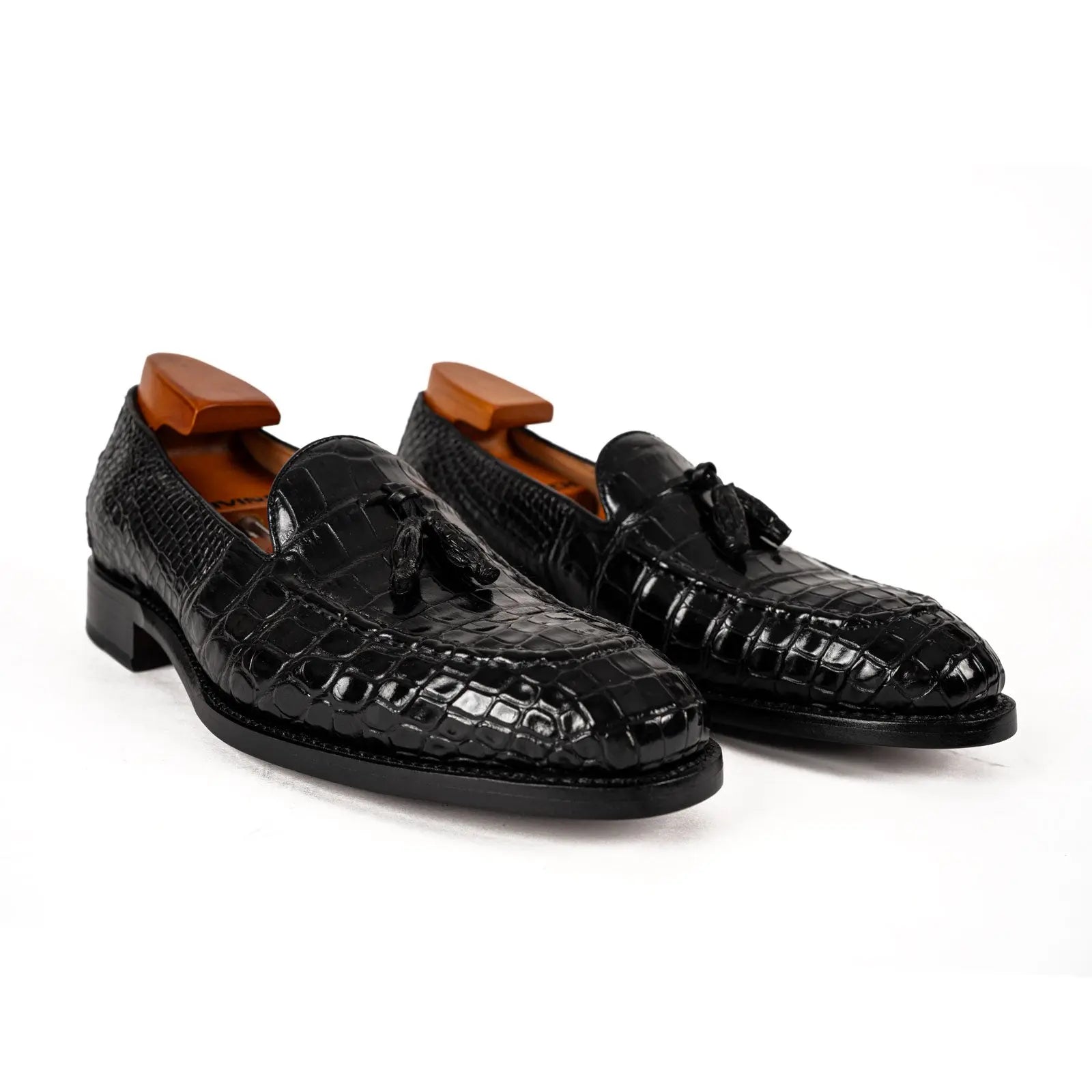 Men’s Black Crocodile Tassel Loafers VanPasch