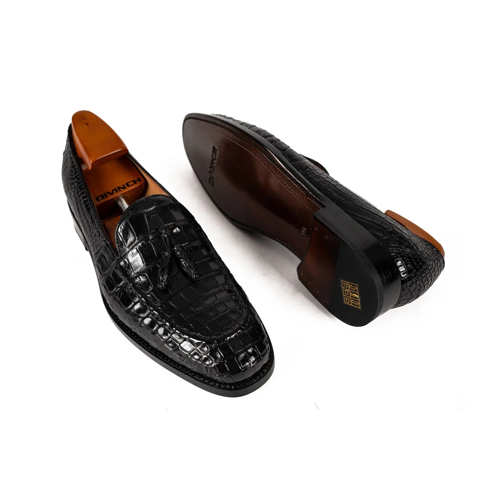 Men’s Black Crocodile Tassel Loafers VanPasch