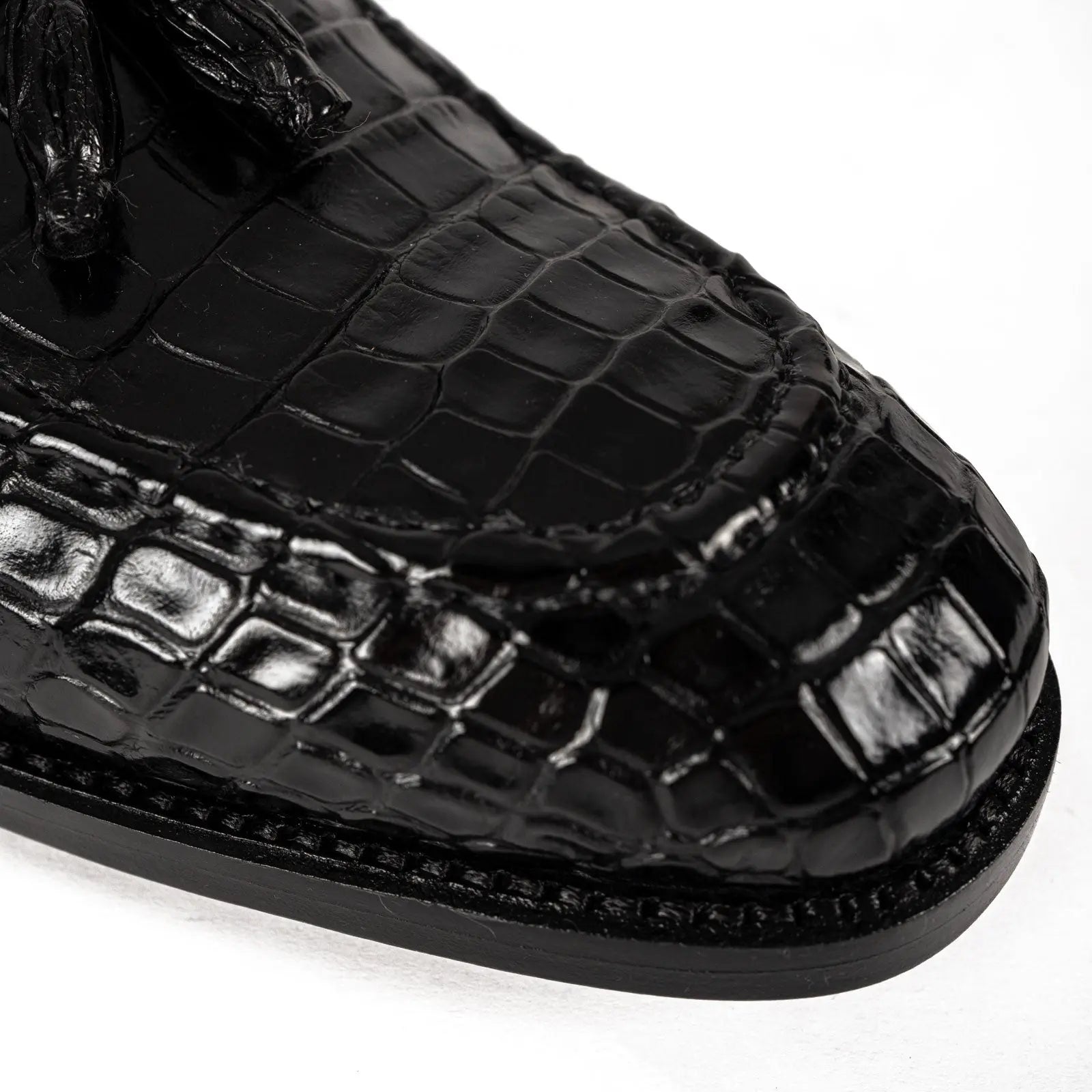 Men’s Black Crocodile Tassel Loafers VanPasch