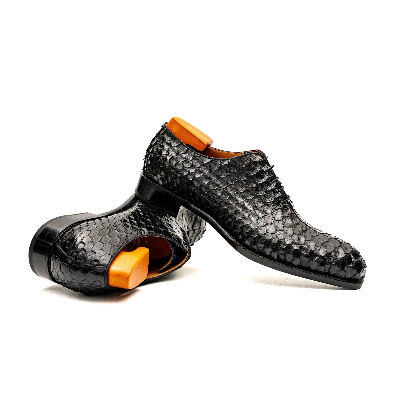 Men’s Black Python Leather Oxfords VanPasch
