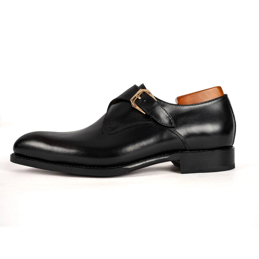 Men’s Black Single Monk Strap Shoes VanPasch