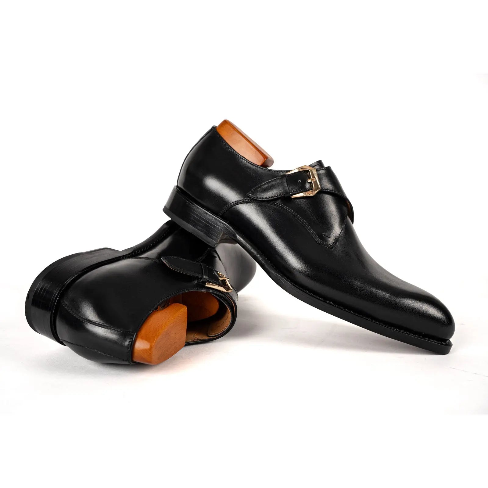 Men’s Black Single Monk Strap Shoes VanPasch