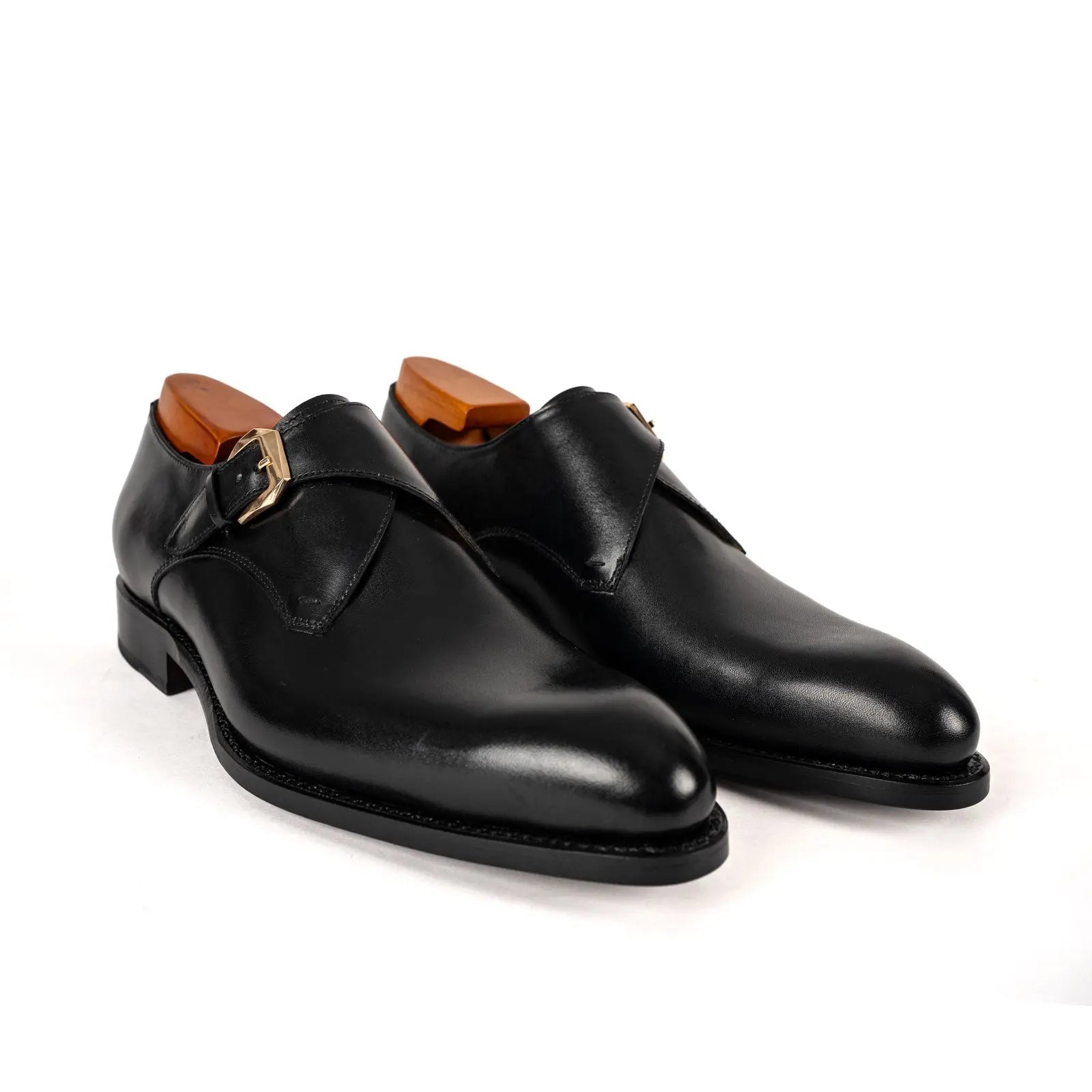 Men’s Black Single Monk Strap Shoes VanPasch