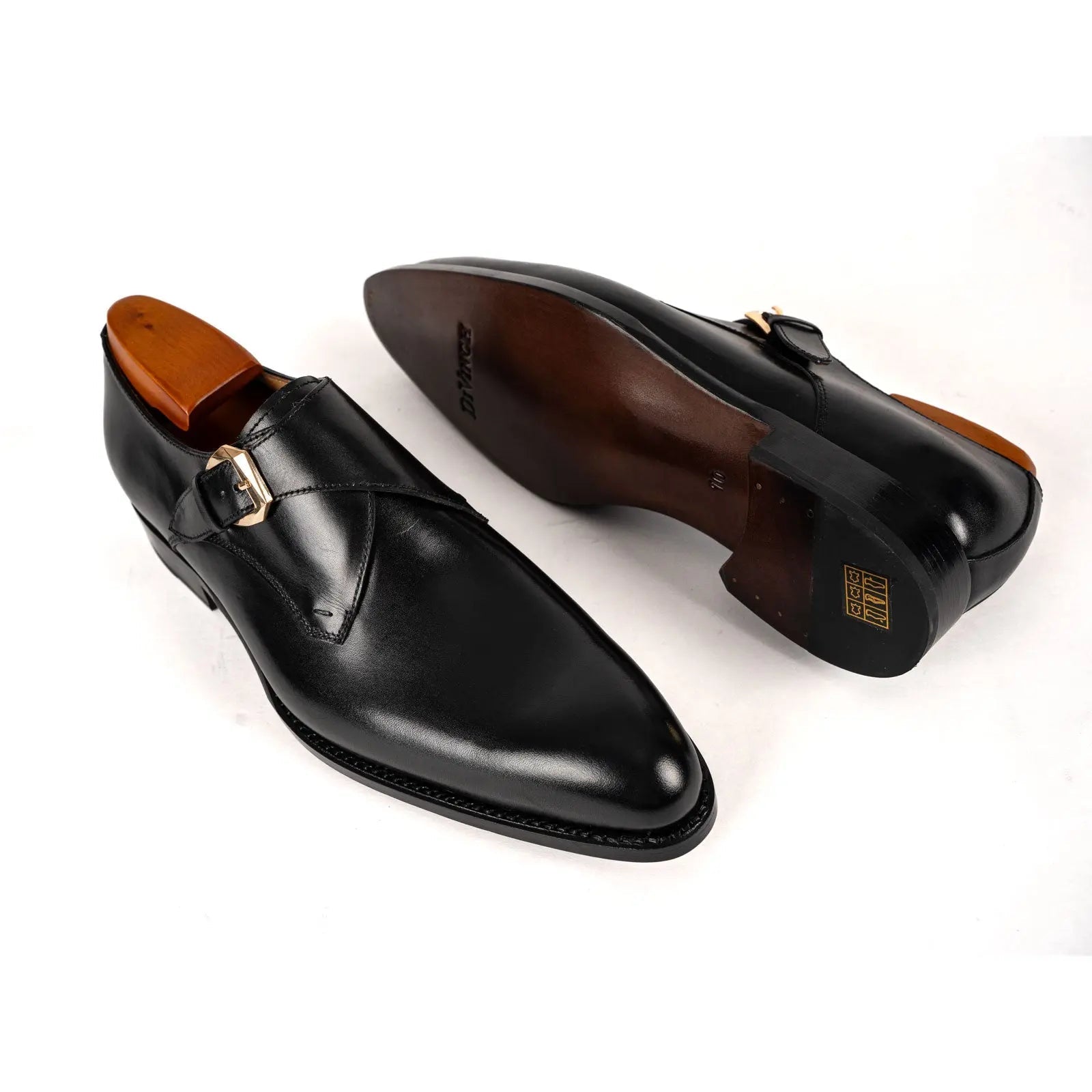 Men’s Black Single Monk Strap Shoes VanPasch