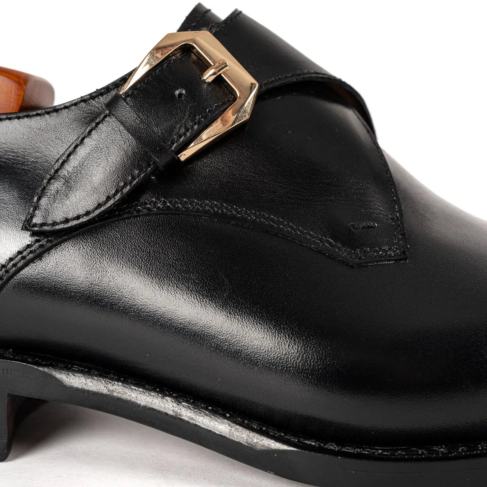 Men’s Black Single Monk Strap Shoes VanPasch