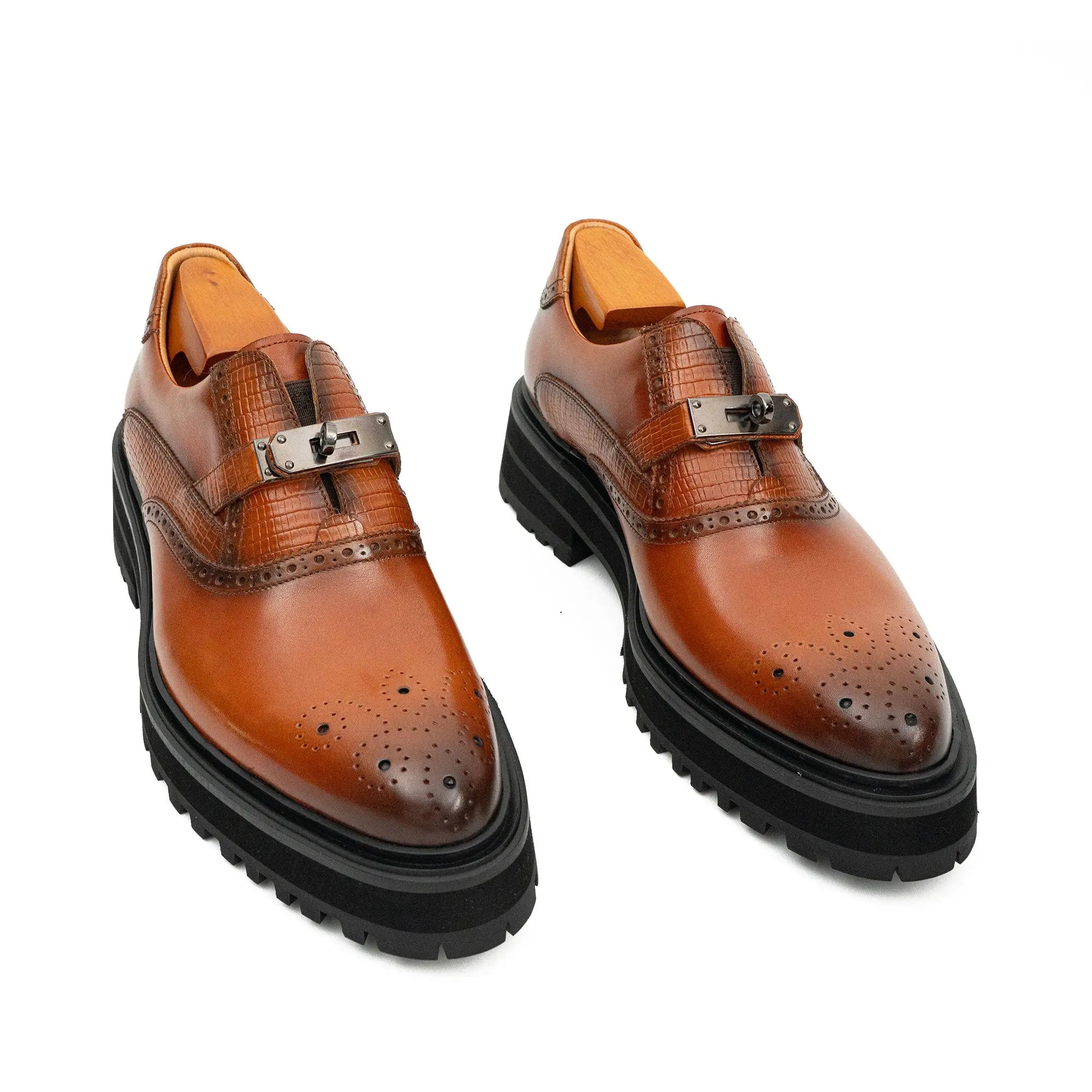 Men’s Brogue Detail Leather Loafers Brown VanPasch