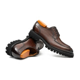 Men’s Classic Brown Derby Leather Shoes with Lug Sole VanPasch