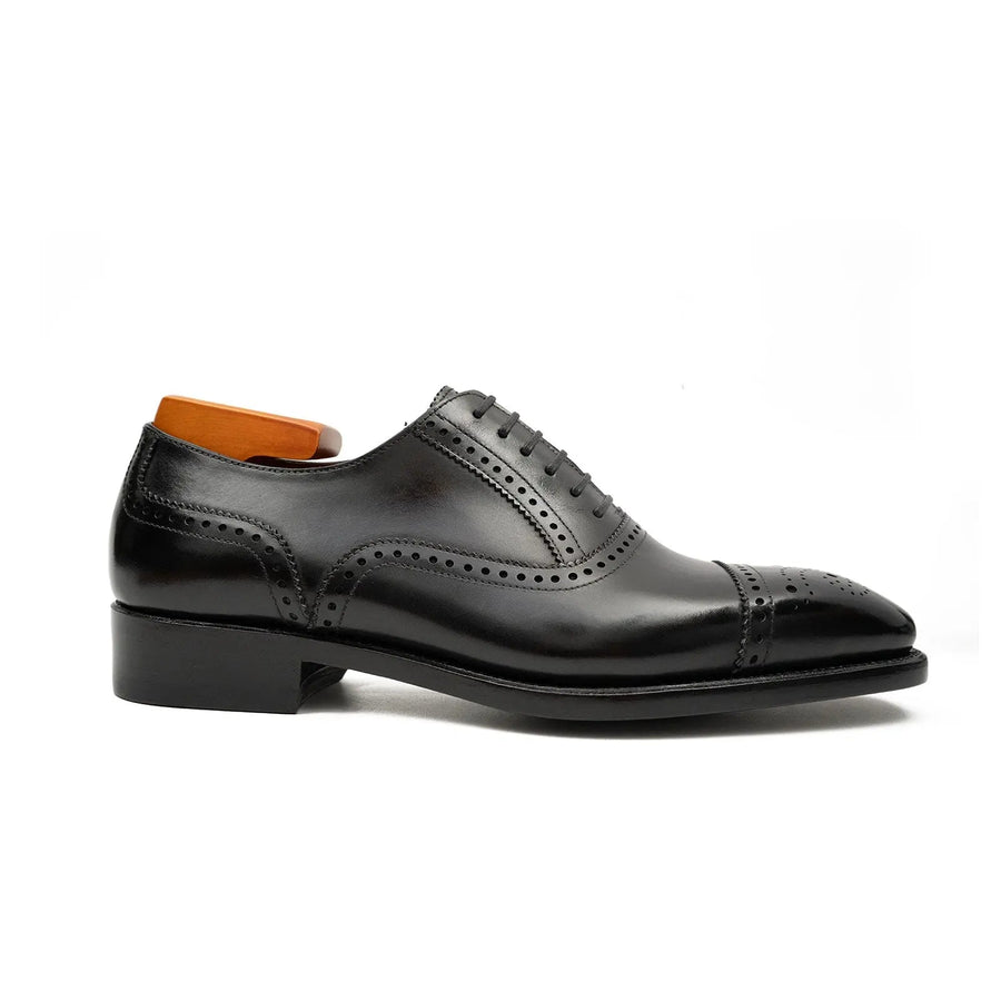 Black Medallion Cap-Toe Oxford