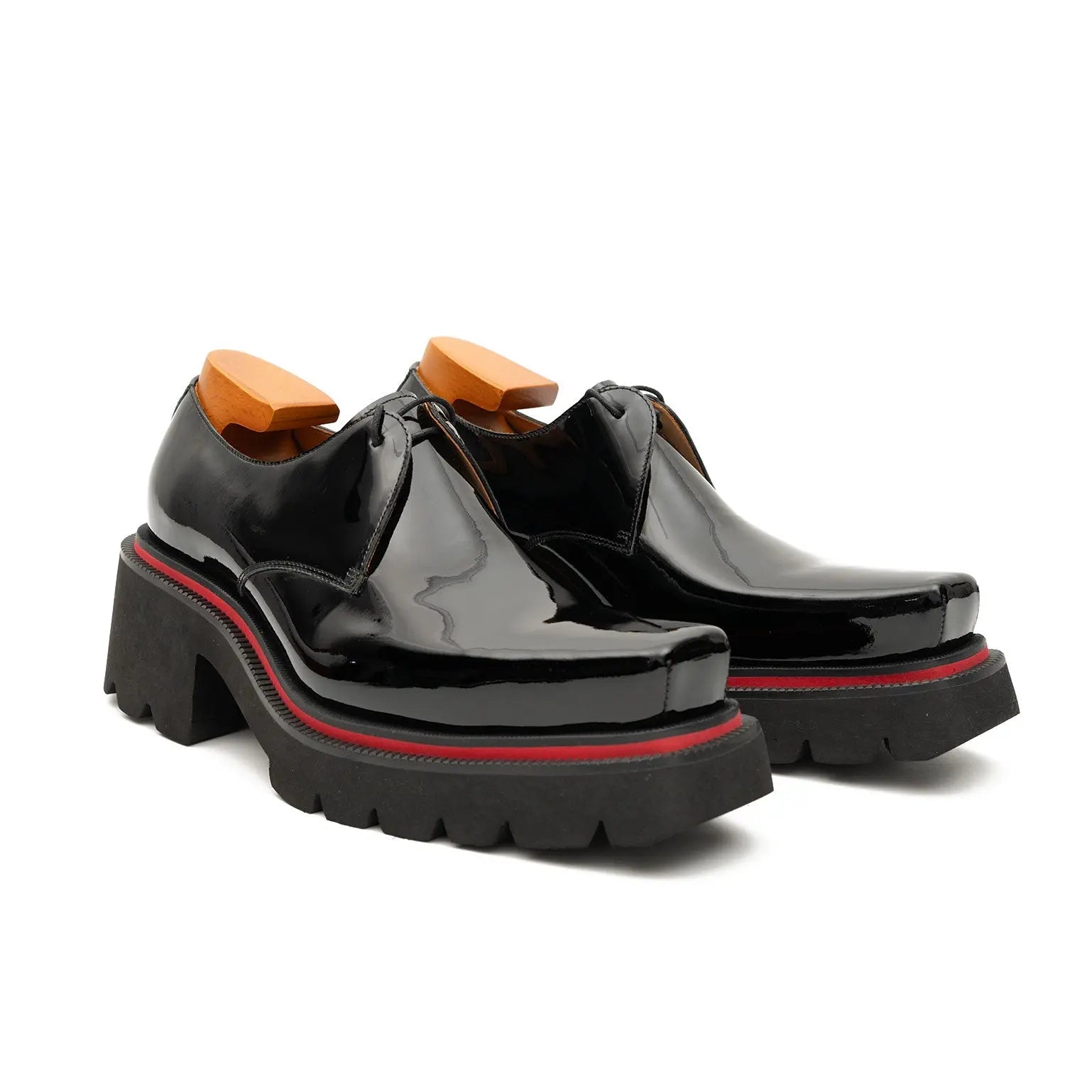 Men’s Patent Leather Derby Shoes with Chunky Sole VanPasch