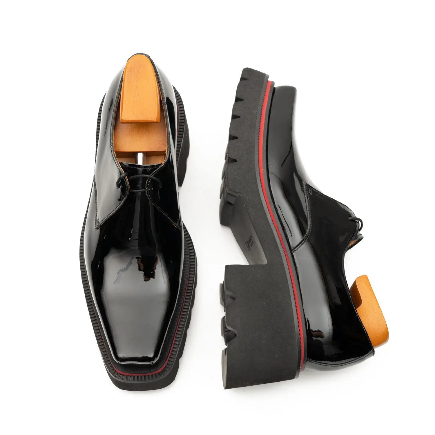 Men’s Patent Leather Derby Shoes with Chunky Sole VanPasch