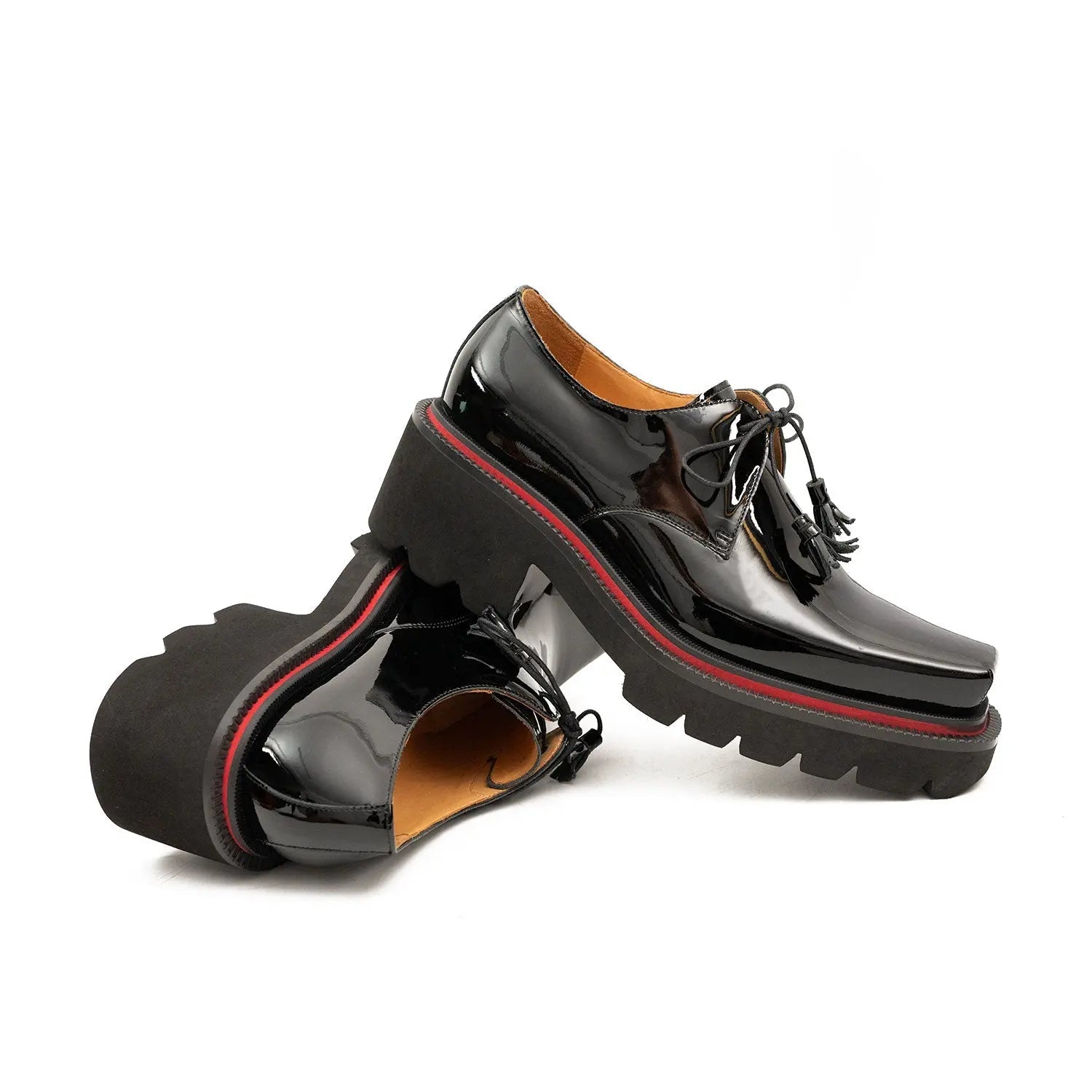 Men’s Patent Leather Derby Shoes with Chunky Sole VanPasch