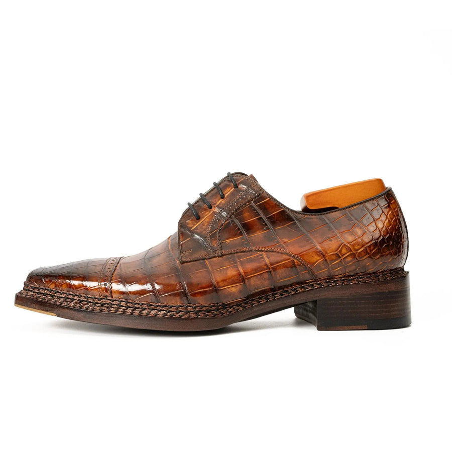 Norwegian-Stitched Nile Crocodile Derby Shoes VanPasch
