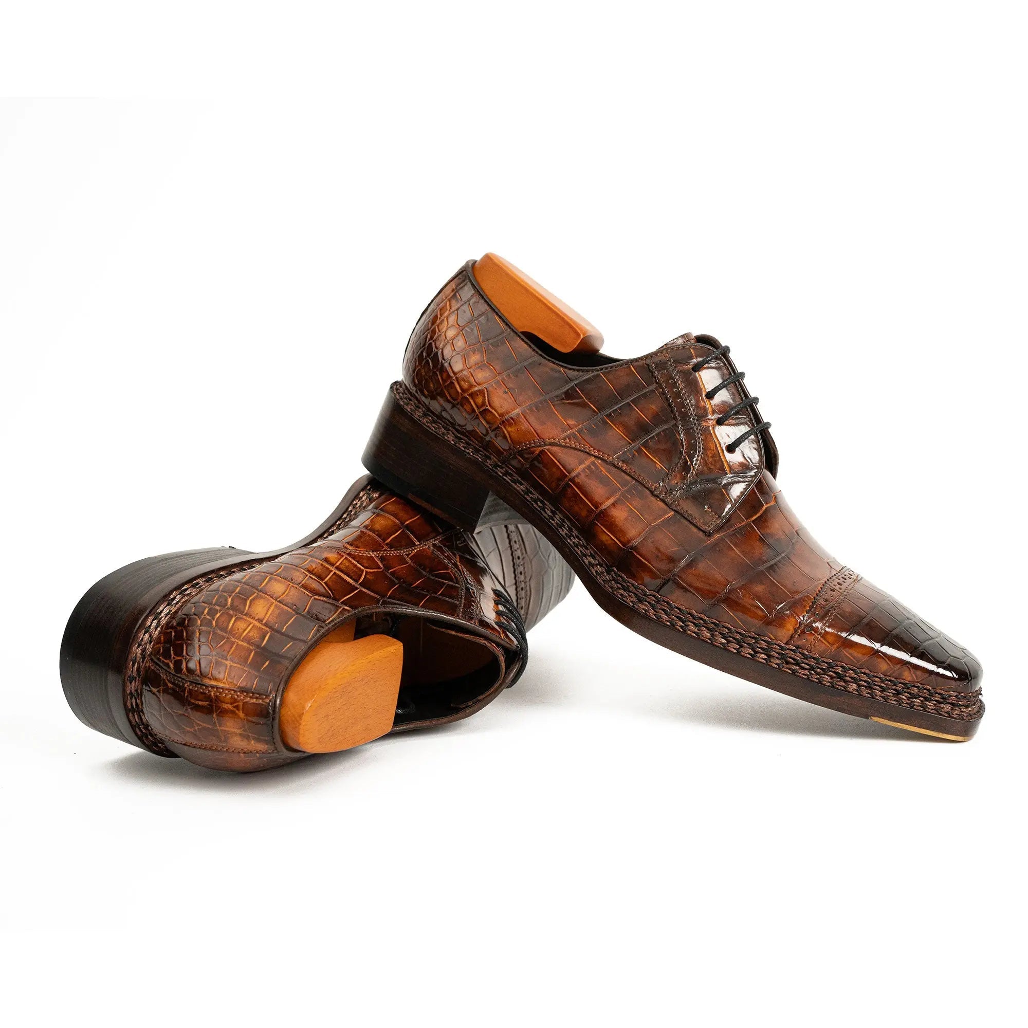 Norwegian-Stitched Nile Crocodile Derby Shoes VanPasch