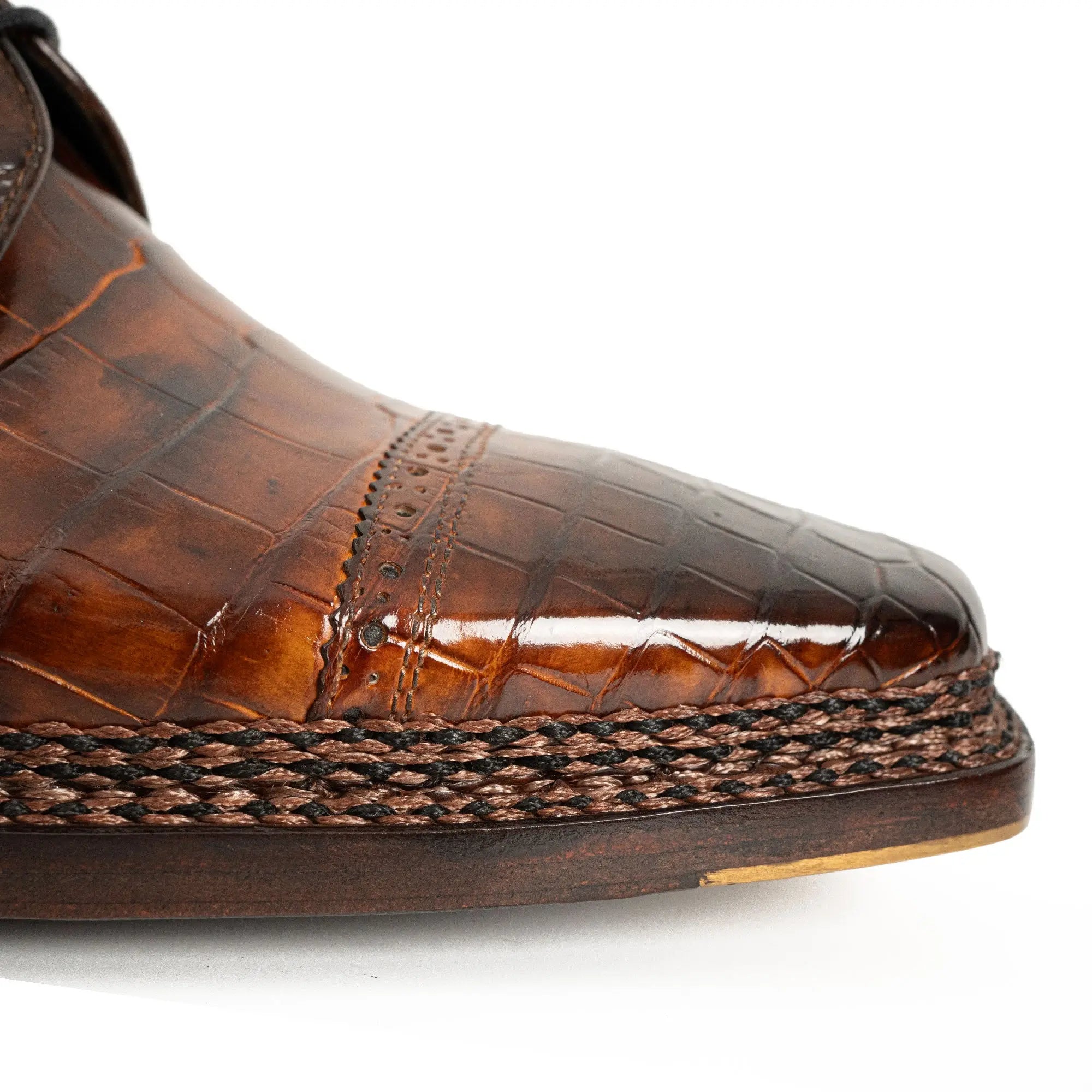 Norwegian-Stitched Nile Crocodile Derby Shoes VanPasch