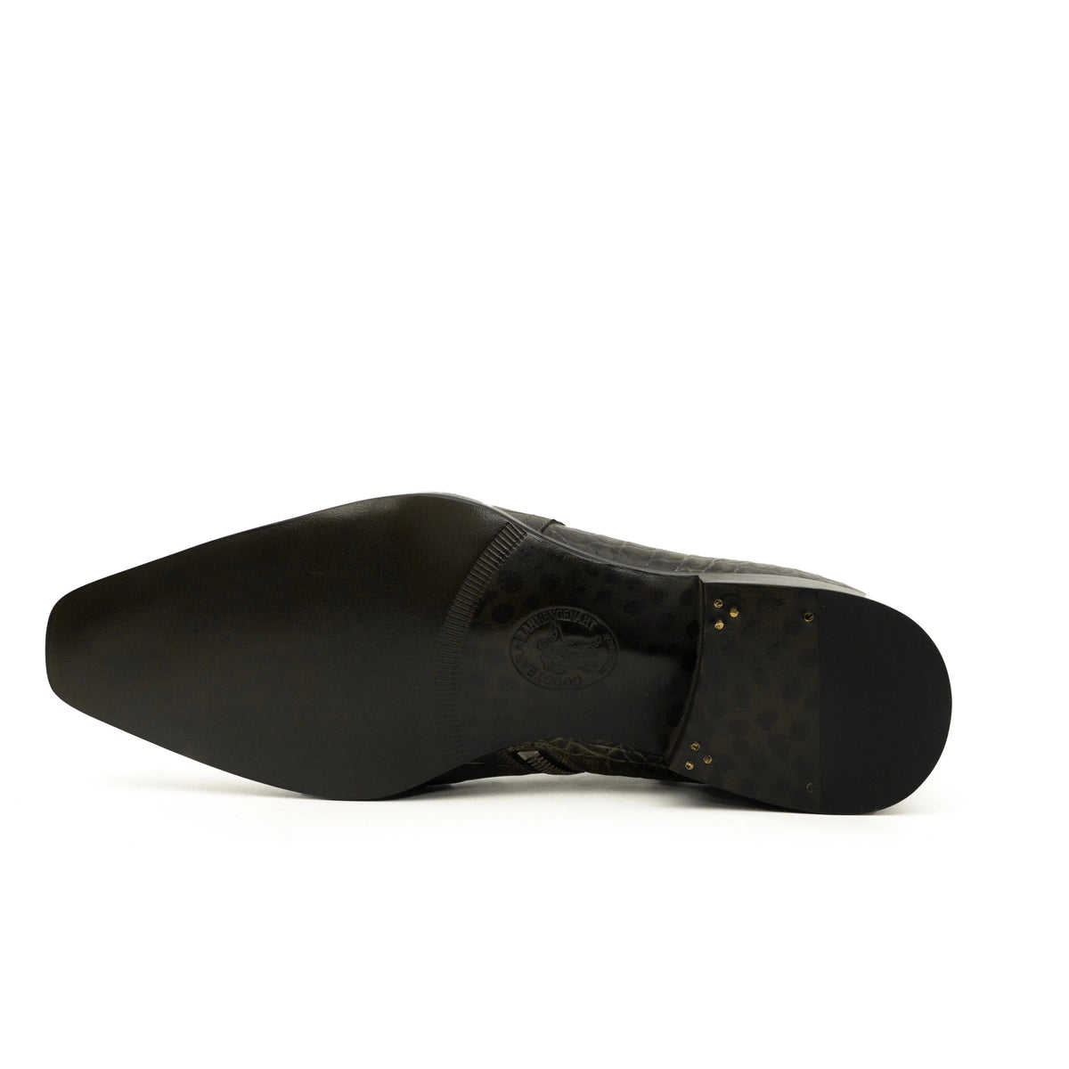 Olive Croc-Embossed Cutout Ankle Boots VanPasch