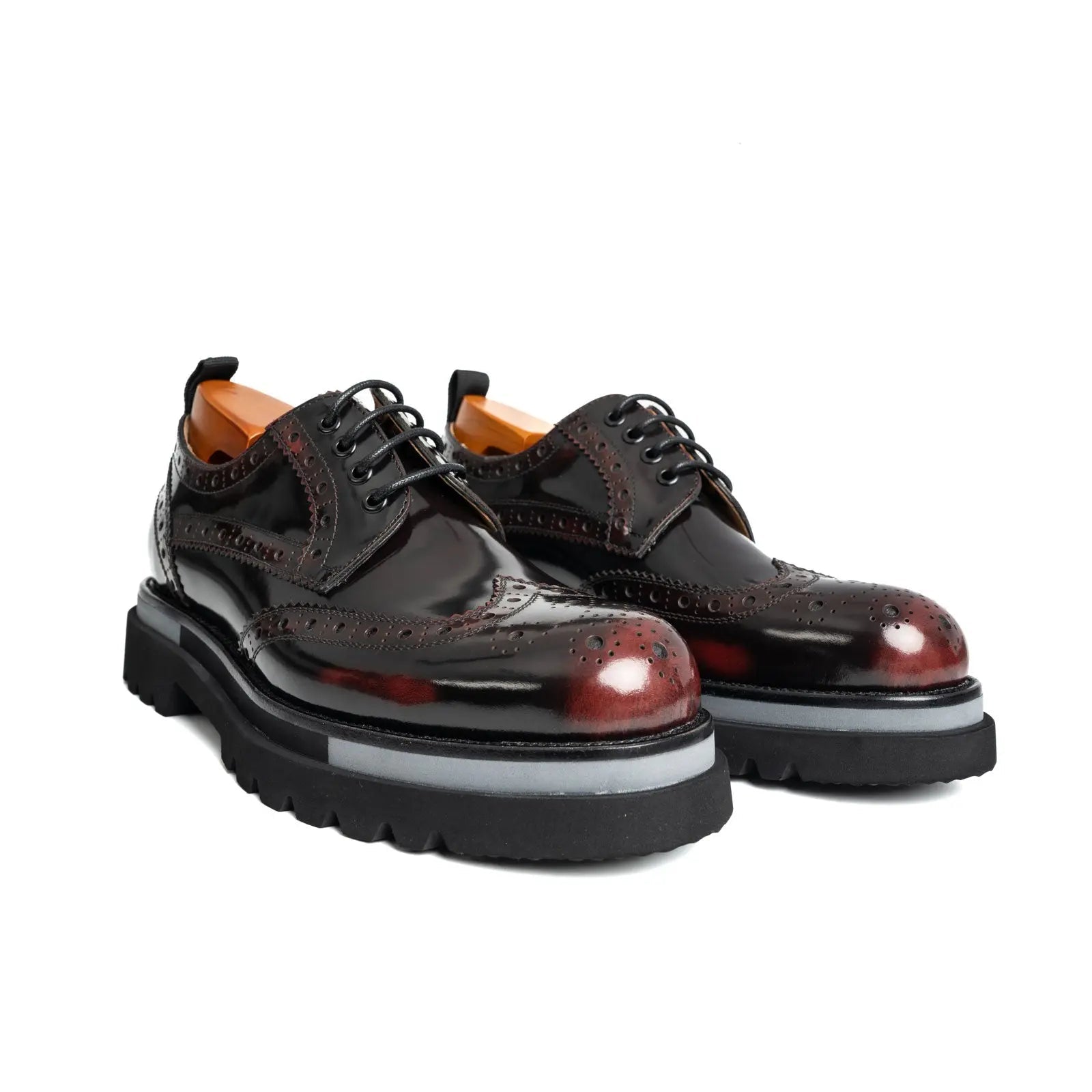 Oxblood Polished Leather Lug Sole Brogues VanPasch