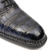 Purplish Blue Crocodile Oxford Shoes Goodyear Norwegian 8016 VanPasch