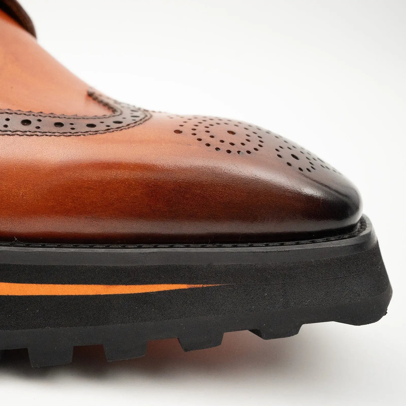 Thick-soled calfskin formal brogue derby shoes Brown VanPasch