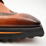 Thick-soled calfskin formal brogue derby shoes Brown VanPasch