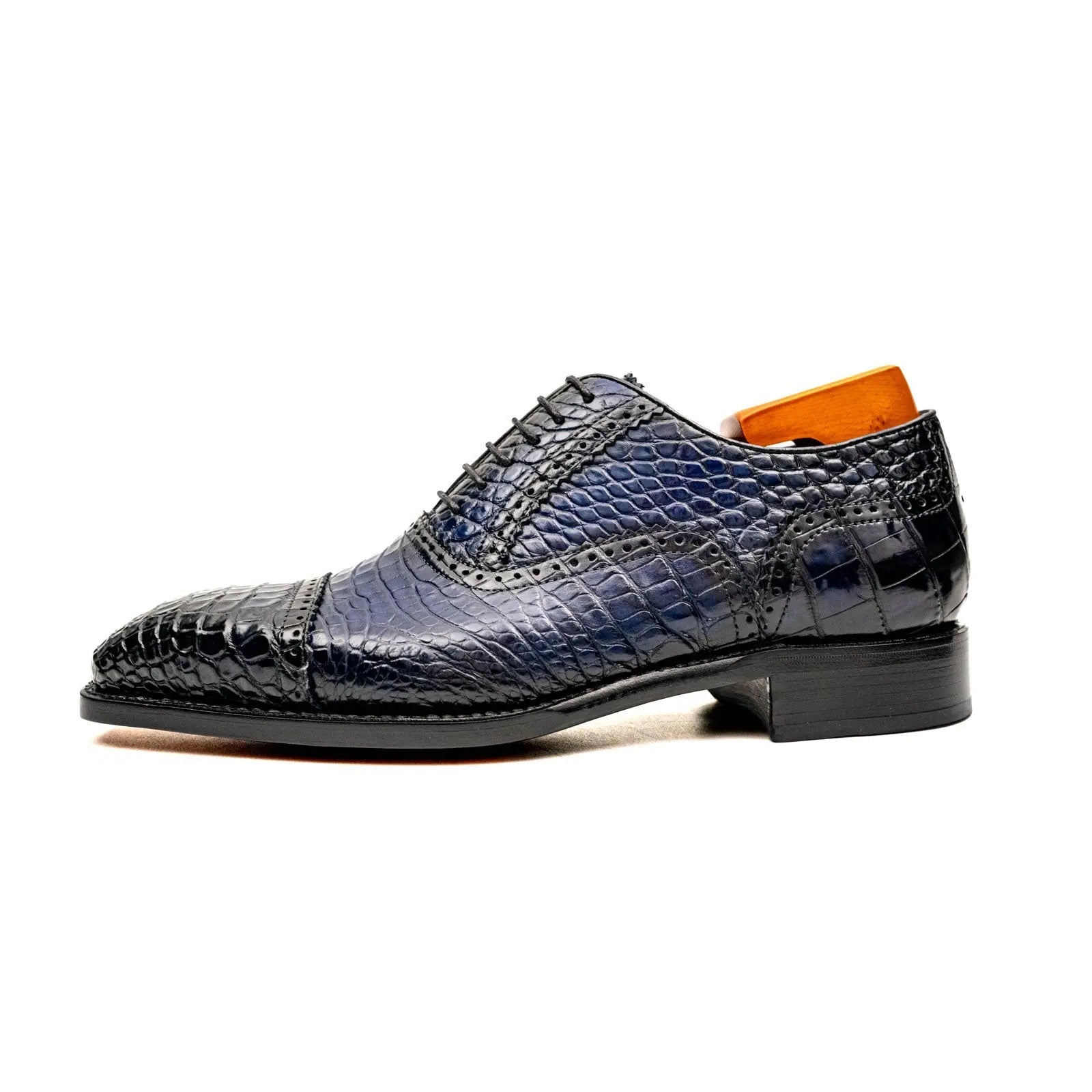 Two-tone Blue Crocodile Oxford Shoes VanPasch