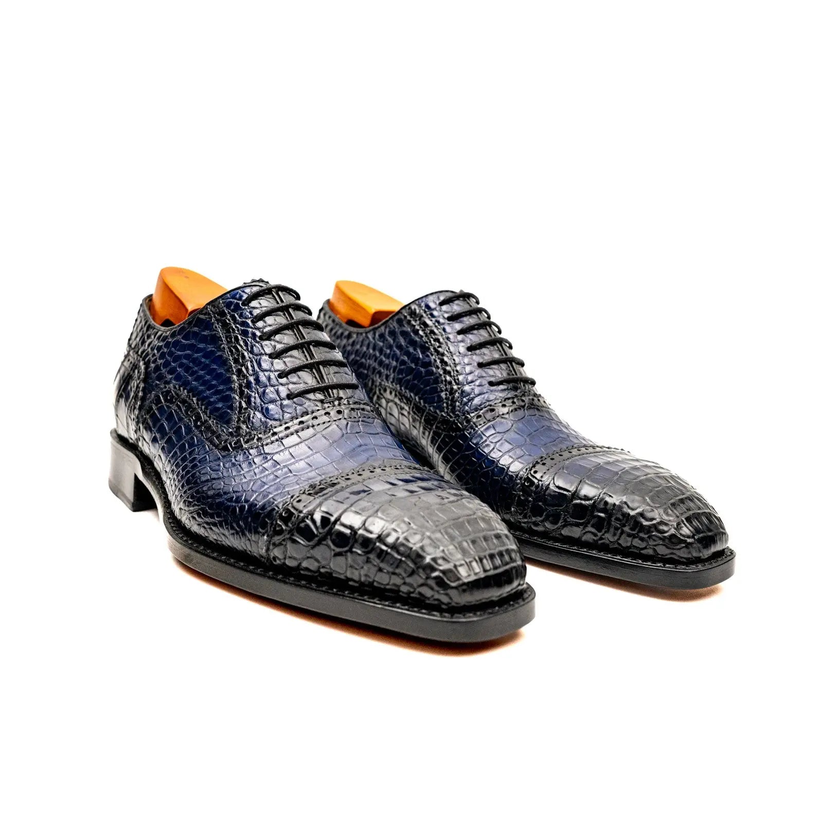 Two-tone Blue Crocodile Oxford Shoes VanPasch
