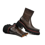 Men's Calfskin Thick - Sole Chelsea Boots Coffee VanPasch