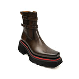 Burnished Double Strap Lug Boot Coffee VanPasch