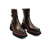 Burnished Double Strap Lug Boot Coffee VanPasch