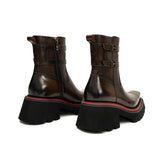Burnished Double Strap Lug Boot Coffee VanPasch