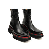 Burnished Double Strap Lug Boot Black VanPasch