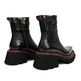 Burnished Double Strap Lug Boot Black VanPasch