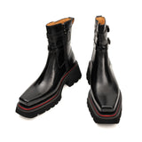 Burnished Double Strap Lug Boot Black VanPasch