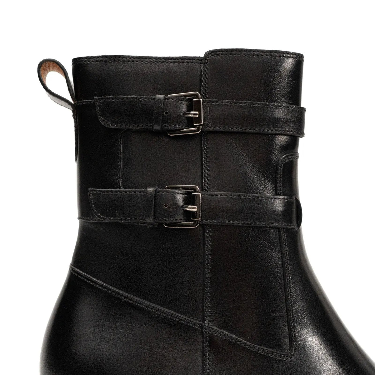 Burnished Double Strap Lug Boot Black VanPasch