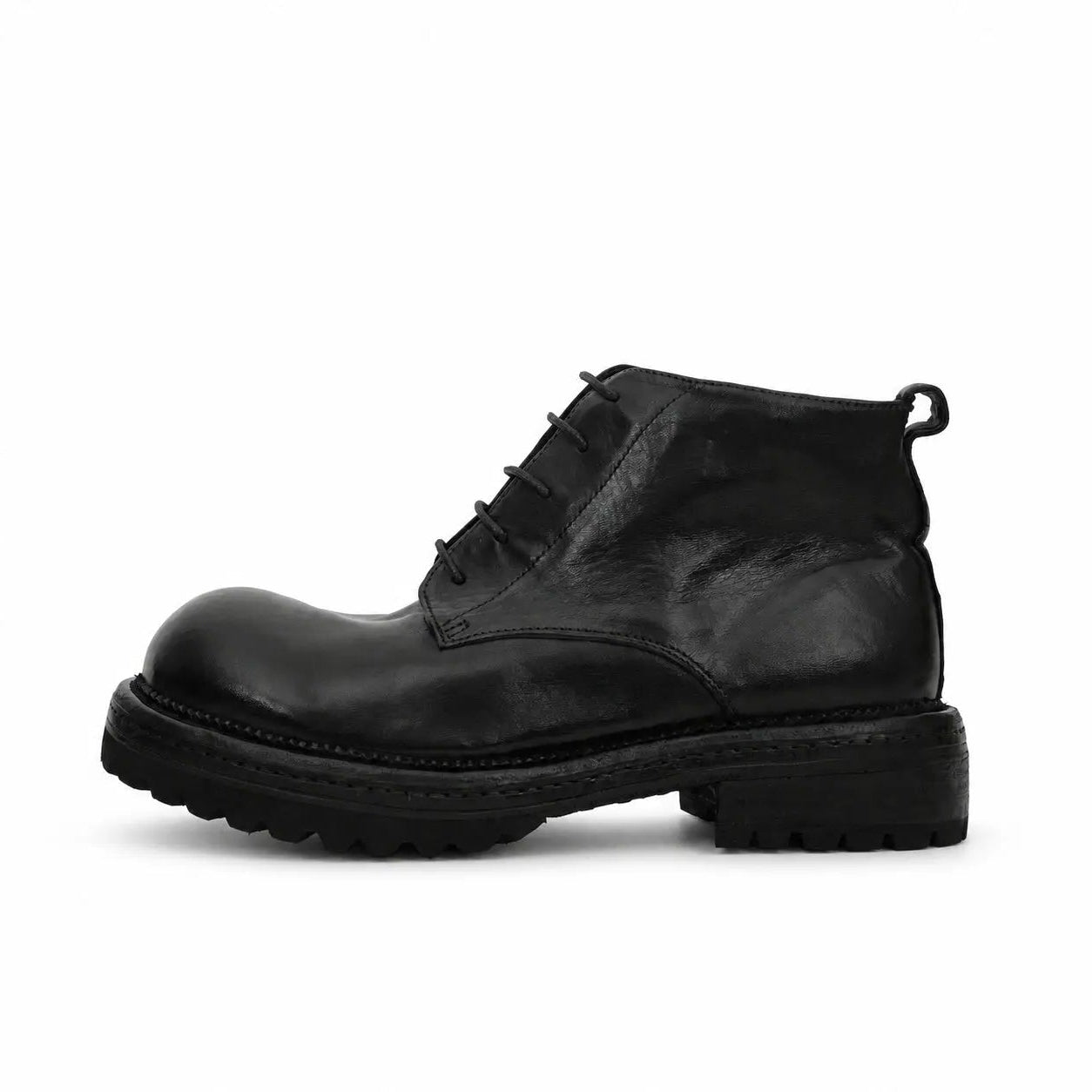 Washed Black Lug-Sole Derby Boot