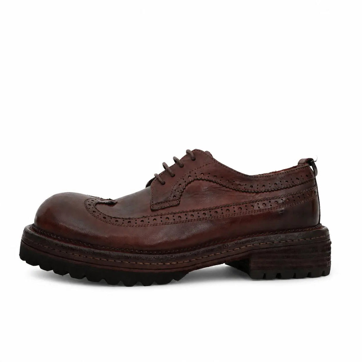 Washed Brown Brogue Lug Derby