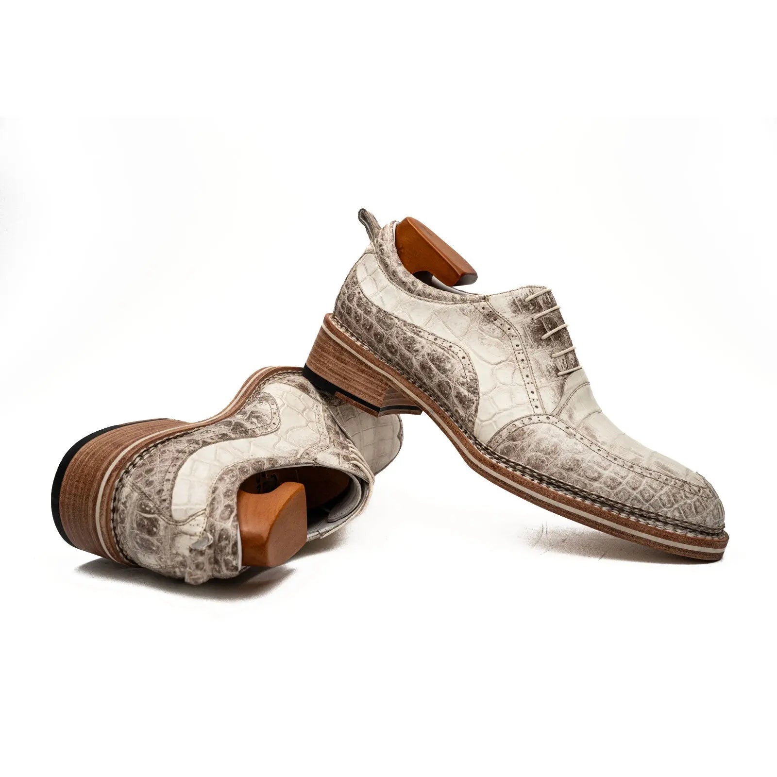 White Crocodile Norwegian Welted Oxfords VanPasch