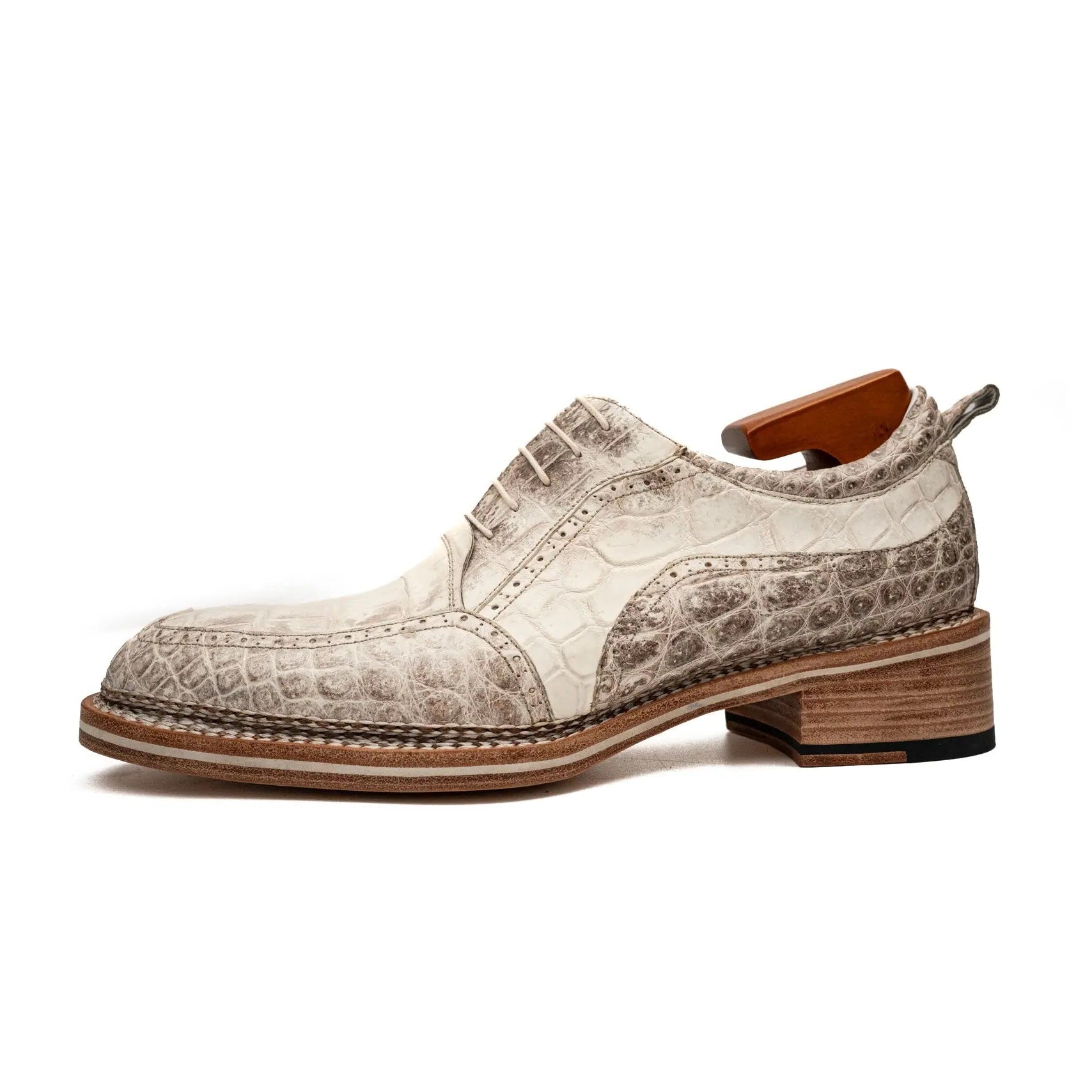 White Crocodile Norwegian Welted Oxfords VanPasch