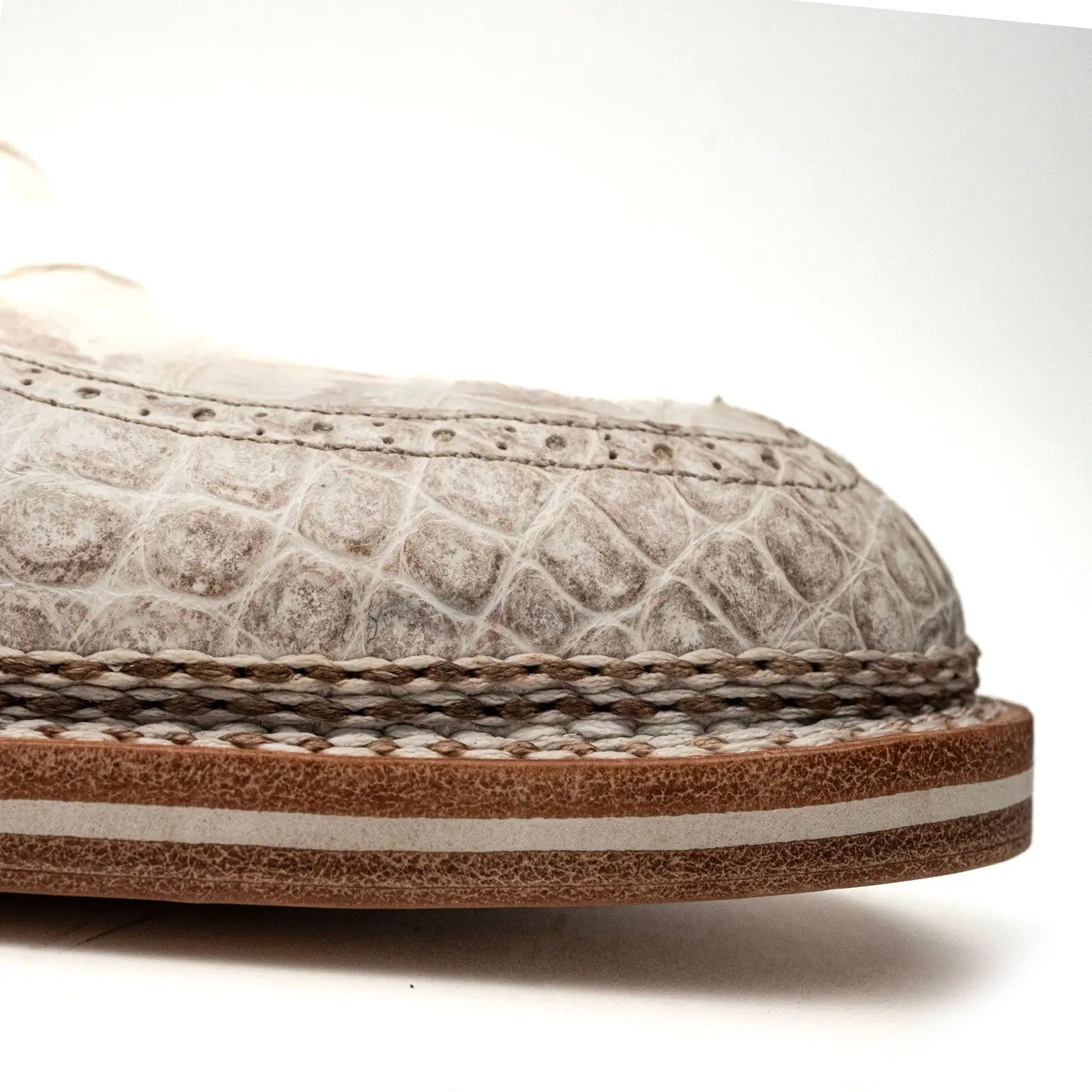 White Crocodile Norwegian Welted Oxfords VanPasch