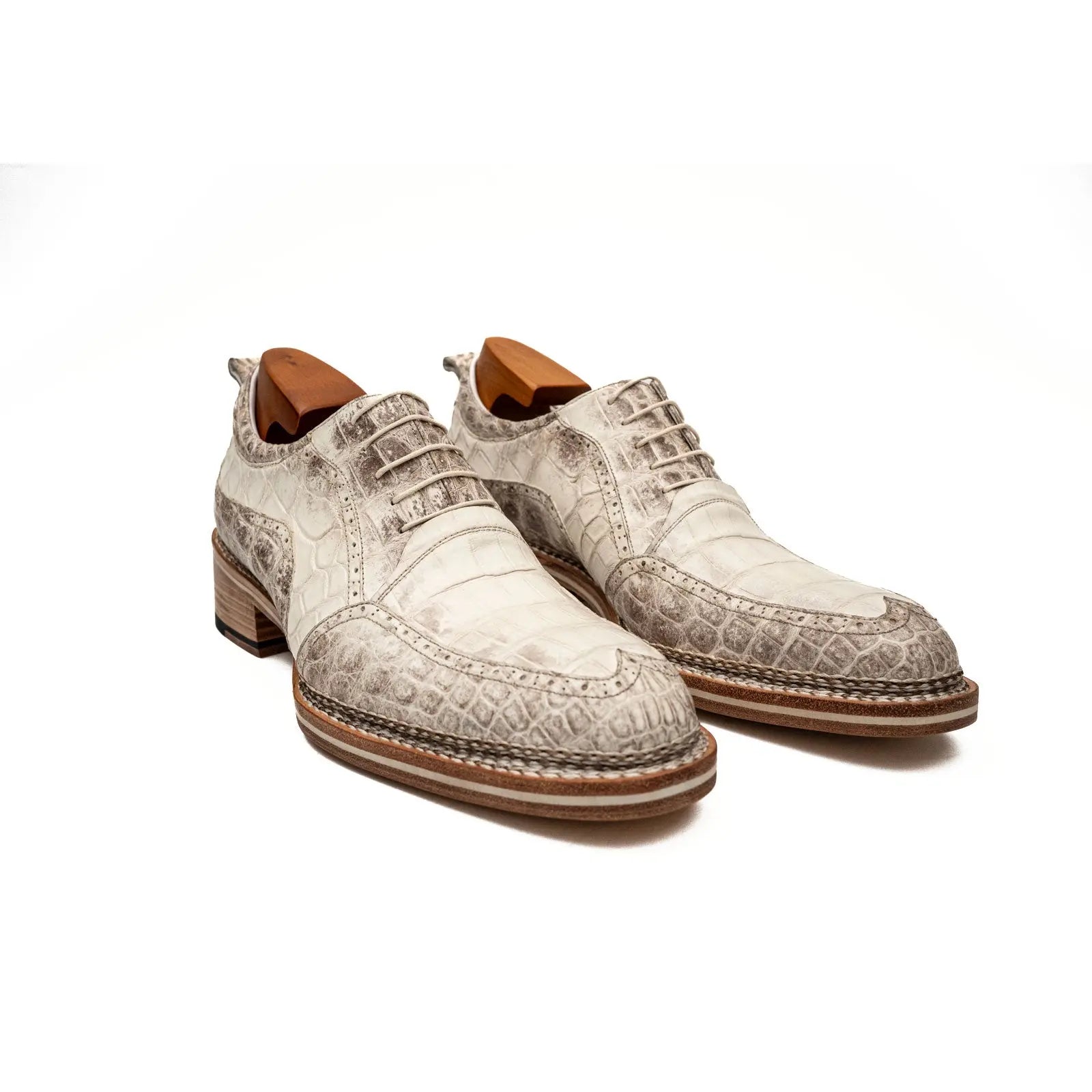 White Crocodile Norwegian Welted Oxfords VanPasch