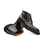 Wine Patent Lug Sole Ankle Boot VanPasch