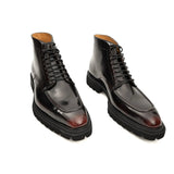 Wine Patent Lug Sole Ankle Boot VanPasch