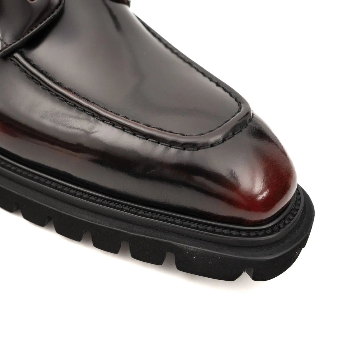 Wine Patent Lug Sole Ankle Boot VanPasch